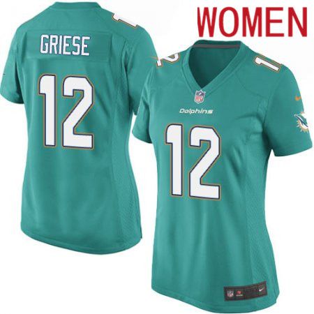 Women Miami Dolphins #12 Bob Griese Nike Green Game NFL Jersey->women nfl jersey->Women Jersey